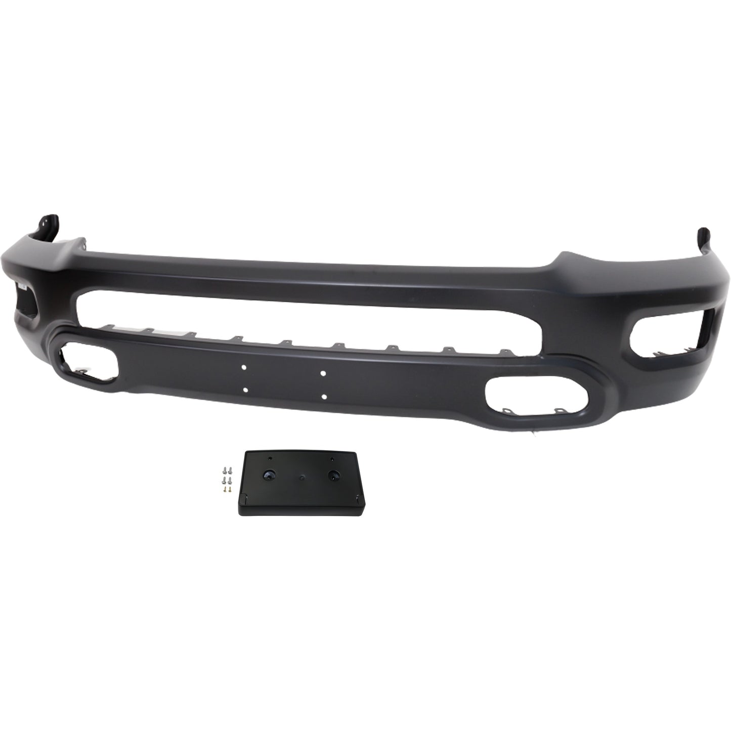 2-Piece Kit Front Bumper Primed, (1) Bumper and (1) License Plate Bracket