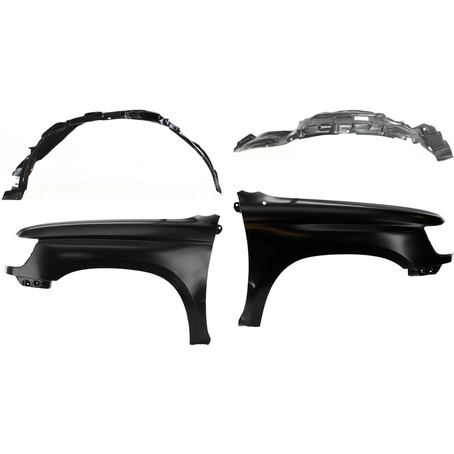 4-Piece Kit Front, Driver and Passenger Side Fender, For Models Without Wheel Opening Molding, Includes (2) Fender and (2) Fender Liner