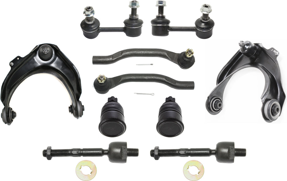 10-Piece Kit Front, Driver and Passenger Side Control Arm Kit, Includes (2) Ball Joint, (2) Control Arm, (2) Sway Bar Link, and (4) Tie Rod End