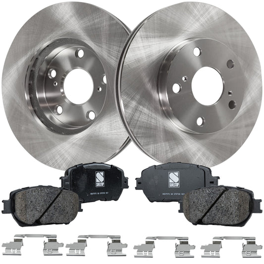 2-Wheel Set Front Brake Disc and Pad Kit, Plain Surface 5 Lugs 275.08 mm Ceramic Pro-Line Series, Includes (2) Brake Disc and (1) Brake Pad Set