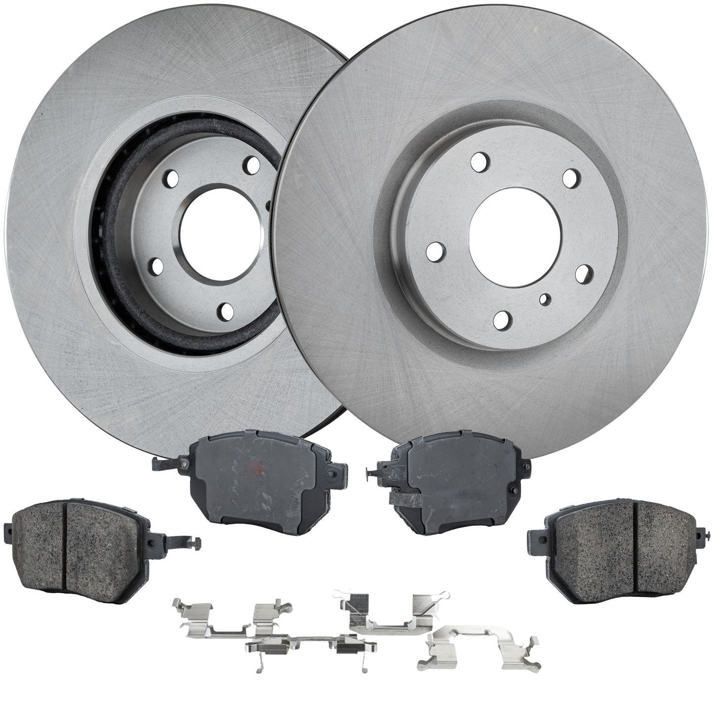2-Wheel Set Front Brake Disc and Pad Kit, Plain Surface 5 Lugs 320.04 mm Ceramic Pro-Line Series, Includes (2) Brake Disc and (1) Brake Pad Set