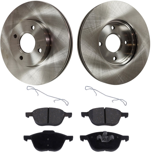 2-Wheel Set Front Brake Disc and Pad Kit, Plain Surface 4 Lugs 281.94 mm Ceramic Pro-Line Series, Includes (2) Brake Disc and (1) Brake Pad Set