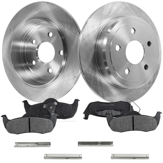 2-Wheel Set Rear Brake Disc and Pad Kit, Plain Surface 5 Lugs 320.04 mm Semi-metallic Pro-Line Series, Includes (2) Brake Disc and (1) Brake Pad Set