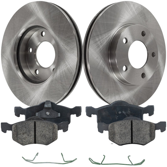 2-Wheel Set Front Brake Disc and Pad Kit, Plain Surface 5 Lugs 277.88 mm Ceramic Pro-Line Series, Includes (1) Brake Pad Set and (2) Brake Disc
