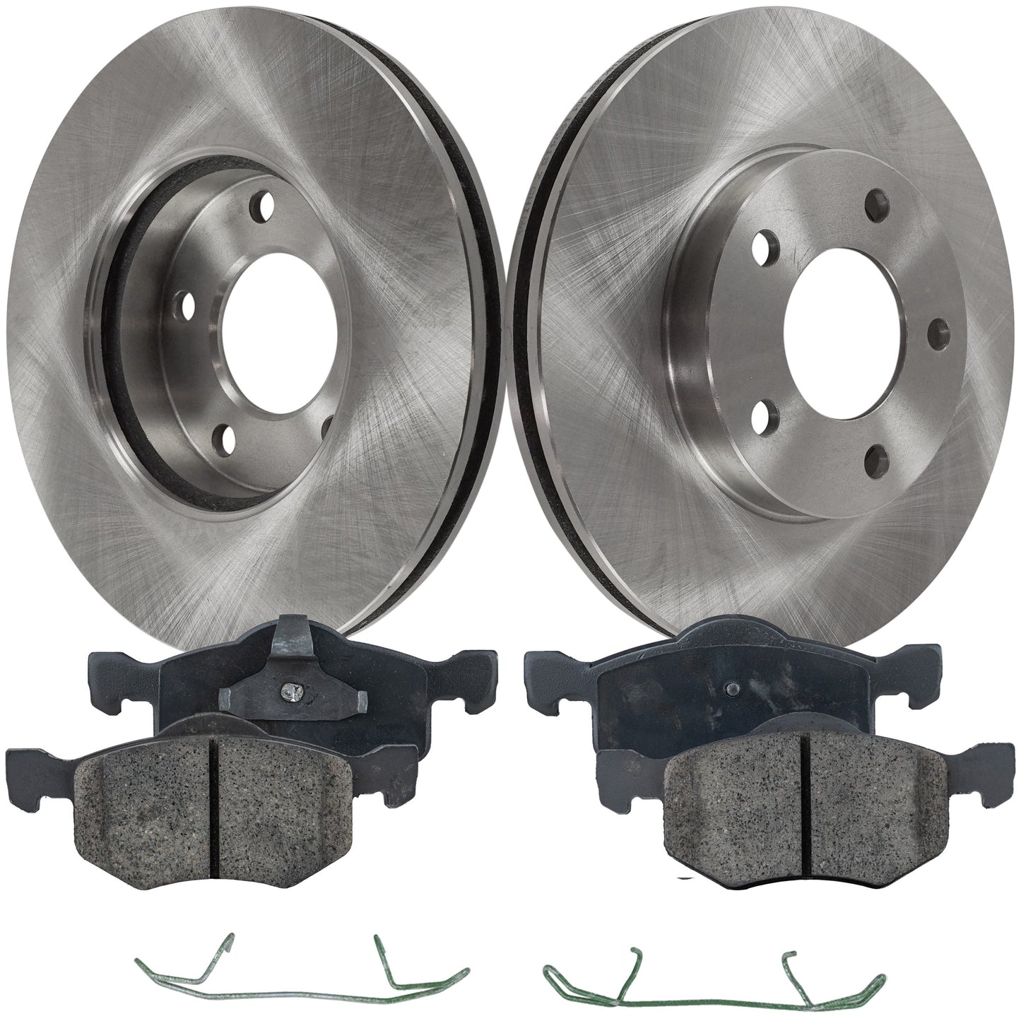 2-Wheel Set Front Brake Disc and Pad Kit, Plain Surface 5 Lugs 277.88 mm Ceramic Pro-Line Series, Includes (1) Brake Pad Set and (2) Brake Disc