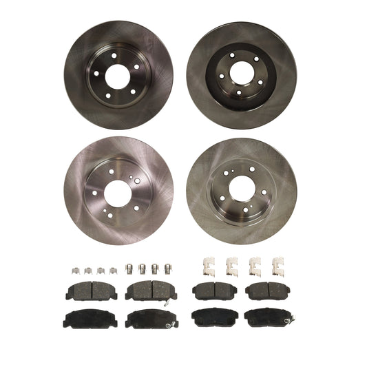 4-Wheel Set Front and Rear Brake Disc and Pad Kit, Plain Surface 5 Lugs Front-295.91 mm/Rear-277.62 mm Front-Ceramic/Rear-Organic Pro-Line Series, Includes (4) Brake Disc and (2) Brake Pad Set