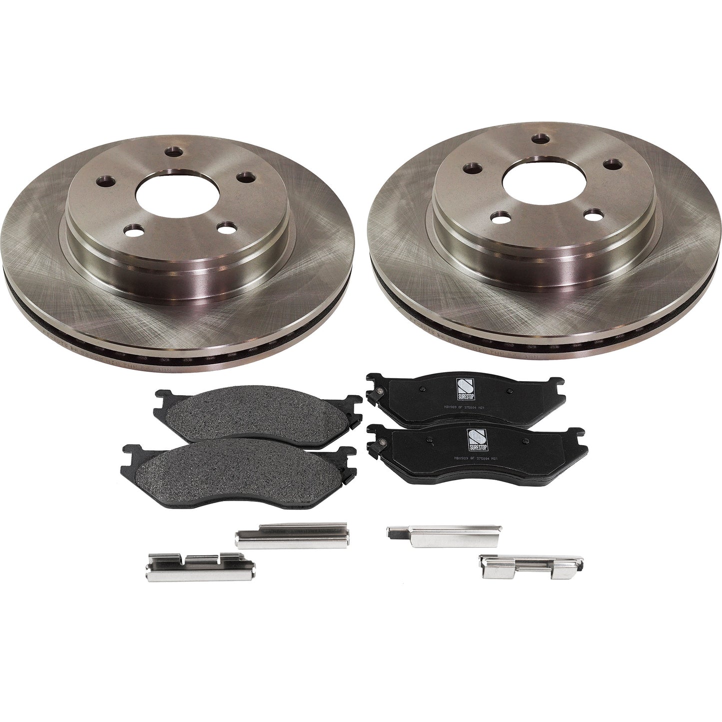 2-Wheel Set Front Brake Disc and Pad Kit, Plain Surface 5 Lugs 336.04 mm Semi-metallic Pro-Line Series, Includes (1) Brake Pad Set and (2) Brake Disc