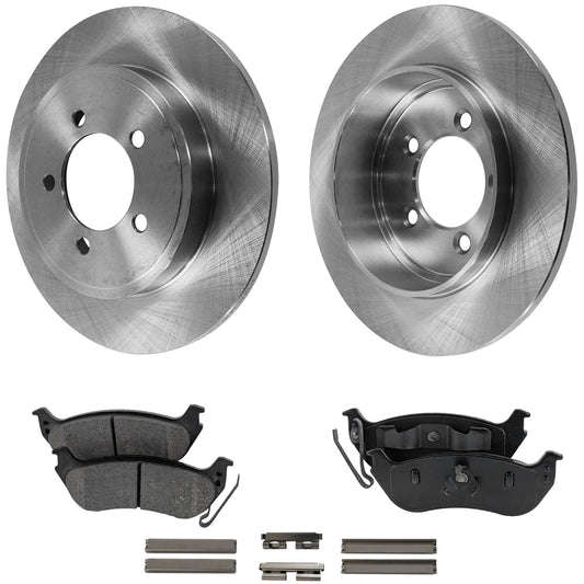 2-Wheel Set Rear Brake Disc and Pad Kit, Plain Surface 5 Lugs 300.99 mm Ceramic Pro-Line Series, Includes (1) Brake Pad Set and (2) Brake Disc