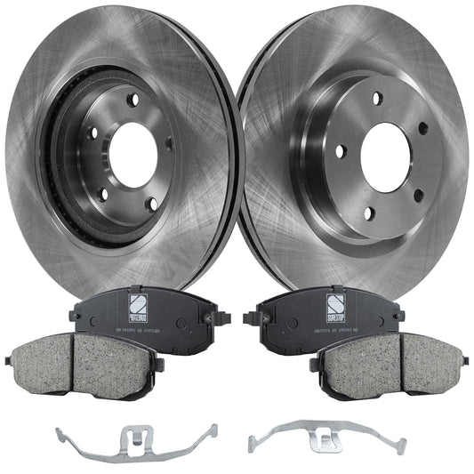 2-Wheel Set Front Brake Disc and Pad Kit, Plain Surface 5 Lugs 295.91 mm Ceramic Pro-Line Series, Includes (2) Brake Disc and (1) Brake Pad Set