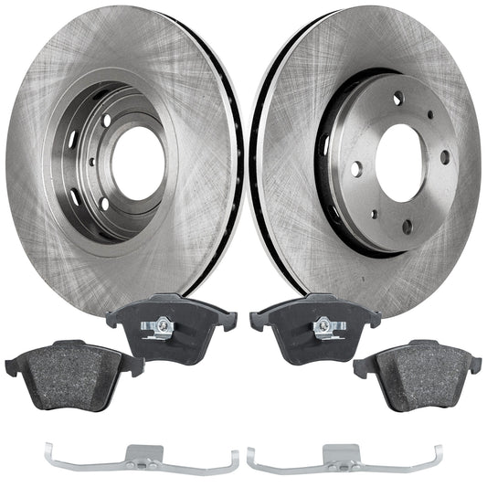 2-Wheel Set Brake Disc and Pad Kit, Plain Surface 4 Lugs 280.92 mm Organic Pro-Line Series, Includes (2) Brake Disc and (1) Brake Pad Set