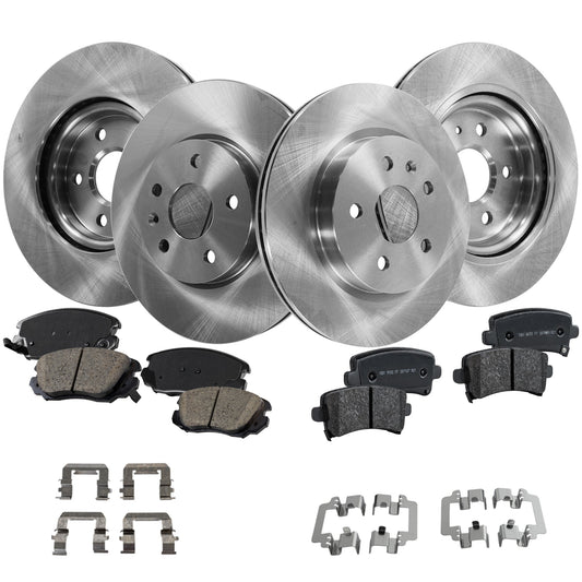 4-Wheel Set Front and Rear Brake Disc and Pad Kit, Plain Surface 5 Lugs Front-321.06 mm/Rear-314.96 mm Front-Ceramic/Rear-Organic Pro-Line Series, Includes (4) Brake Disc and (2) Brake Pad Set