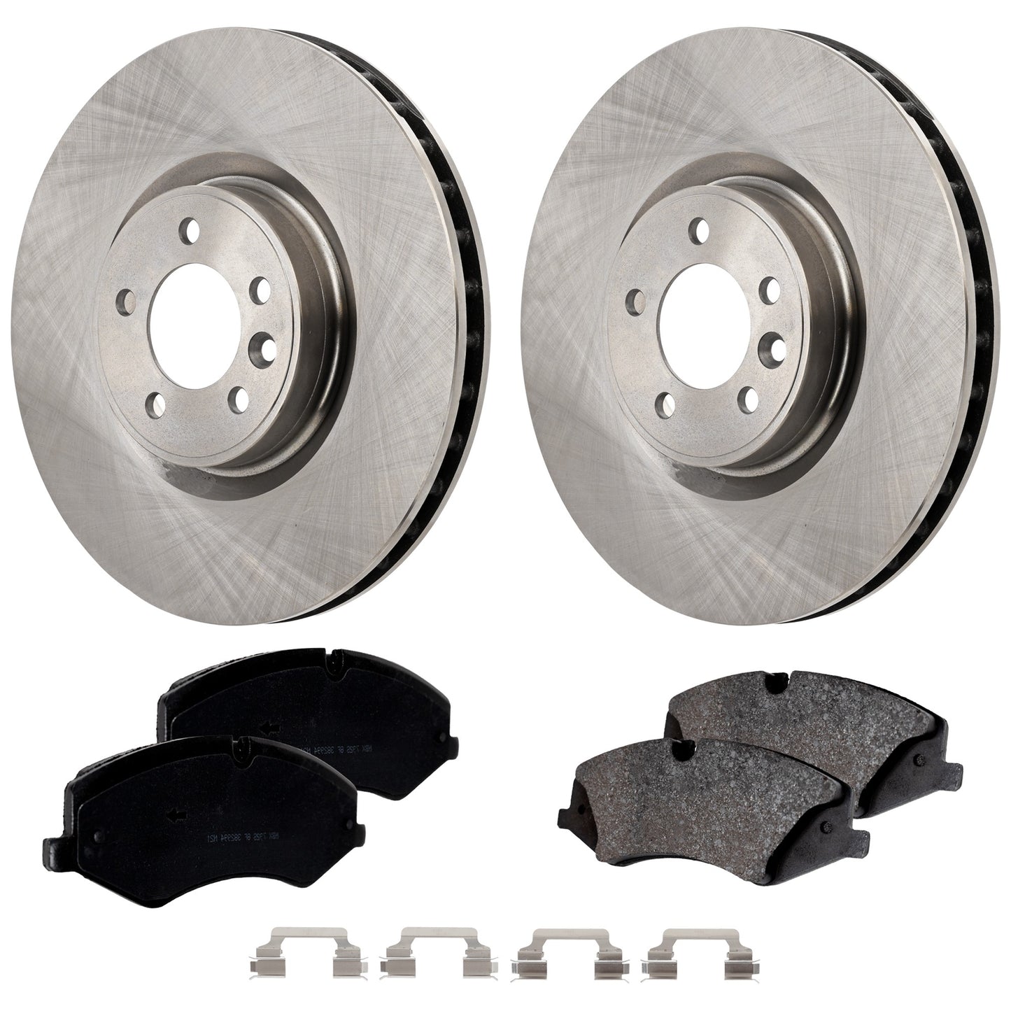 2-Wheel Set Brake Disc and Pad Kit, Plain Surface 5 Lugs 325.88 mm Organic Pro-Line Series, Includes (2) Brake Disc and (1) Brake Pad Set