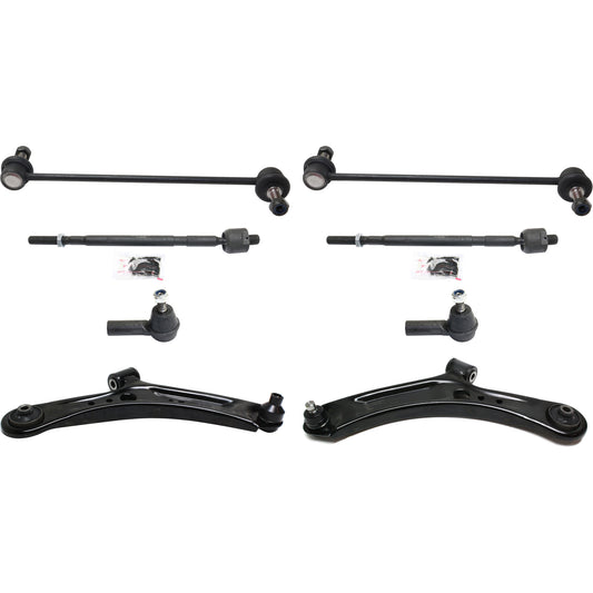 8-Piece Kit Front, Driver and Passenger Side, Lower Control Arm Kit, Includes (4) Tie Rod End, (2) Control Arm and (2) Sway Bar Link