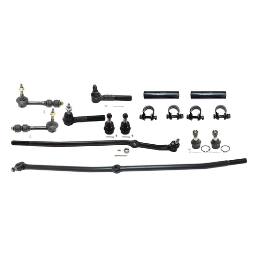 13-Piece Kit Front, Driver and Passenger Side Suspension Kit, Includes (4) Ball Joint, (2) Sway Bar Link, (4) Tie Rod End, (2) Tie Rod Adjusting Sleeve and (1) Track Bar