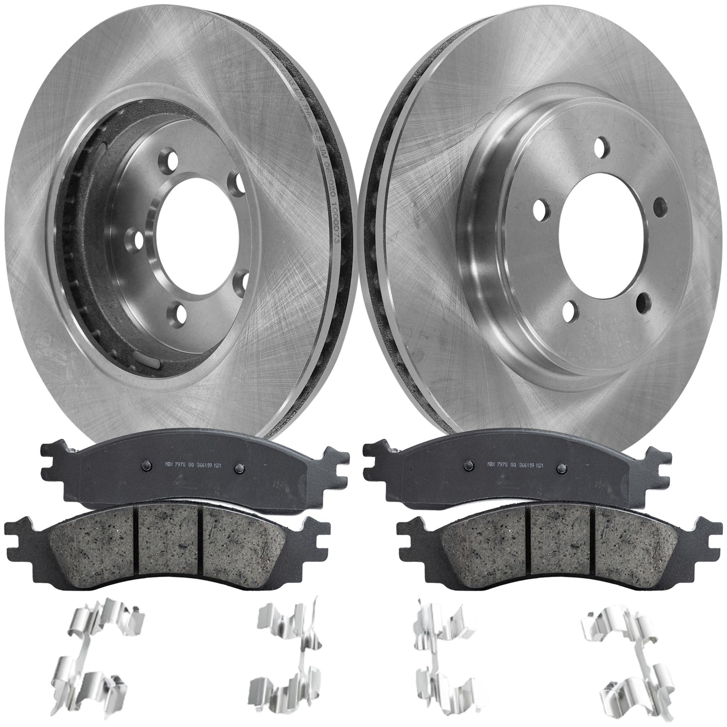 2-Wheel Set Front Brake Disc and Pad Kit, Plain Surface 5 Lugs 305.05 mm Ceramic Pro-Line Series, Includes (1) Brake Pad Set and (2) Brake Disc