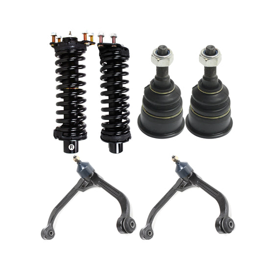 6-Piece Kit Front, Driver and Passenger Side, Upper Control Arm Kit, Includes (2) Control Arm, (2) Ball Joint and (2) Shock Absorber and Strut Assembly