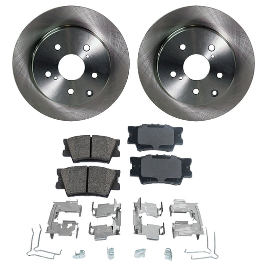2-Wheel Set Rear Brake Disc and Pad Kit, Plain Surface 5 Lugs 280.92 mm Organic Pro-Line Series, Includes (1) Brake Pad Set and (2) Brake Disc