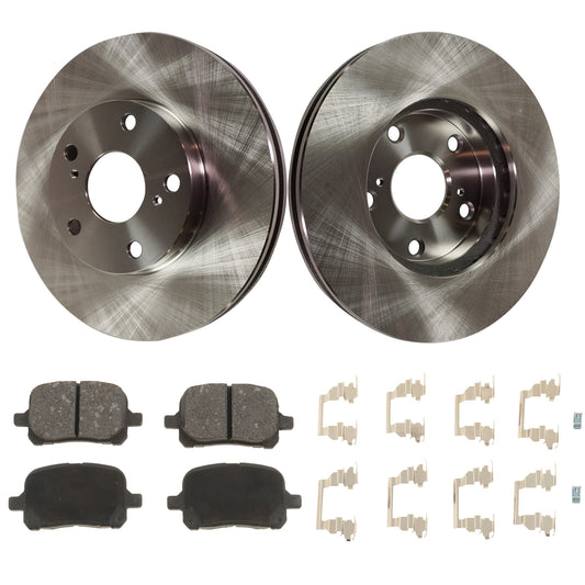 2-Wheel Set Front Brake Disc and Pad Kit, Plain Surface 5 Lugs 275.08 mm Ceramic Pro-Line Series, Includes (2) Brake Disc and (1) Brake Pad Set