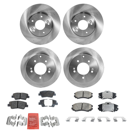 4-Wheel Set Front and Rear Brake Disc and Pad Kit, Plain Surface, 5 Lugs, Front-279.91 mm/Rear-261.87 mm, Ceramic, Pro-Line Series Includes (4) Brake Disc and (2) Brake Pad Set