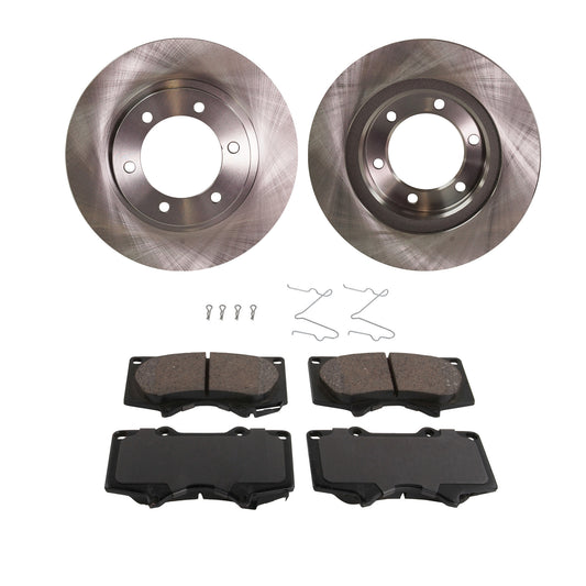 2-Wheel Set Front Brake Disc and Pad Kit, Plain Surface 6 Lugs 319.02 mm Ceramic Pro-Line Series, Includes (1) Brake Pad Set and (2) Brake Disc