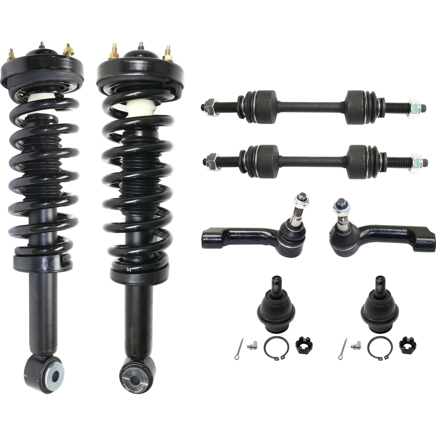 8-Piece Kit Front, Driver and Passenger Side Suspension Kit, Includes (2) Sway Bar Link, (2) Ball Joint, (2) Tie Rod End and (2) Shock Absorber and Strut Assembly