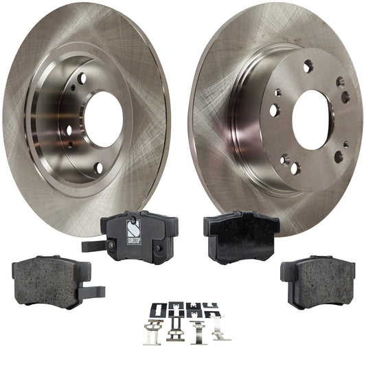 2-Wheel Set Rear Brake Disc and Pad Kit, Plain Surface 5 Lugs 260 mm Ceramic Pro-Line Series, Includes (1) Brake Pad Set and (2) Brake Disc