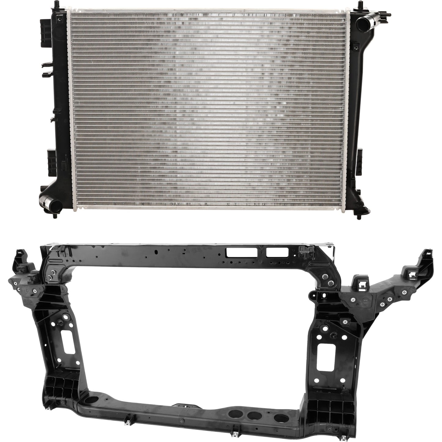 2-Piece Kit Radiator Support Assembly Includes (1) Radiator and (1) Radiator Support