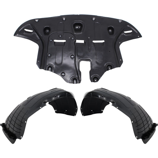 3-Piece Kit Front, Driver and Passenger Side Fender Liner Includes (2) Fender Liner and (1) Engine Splash Shield