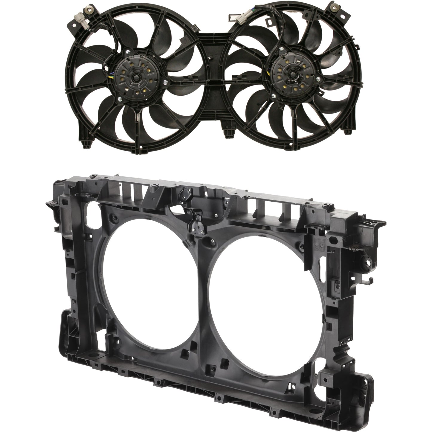 Комплект из 2 сменных вентиляторов радиатора OE, 3,5 л, 6 цилиндров, двойной вентилятор. В комплект входят (1) узел вентилятора охлаждения и (1) опора радиатора.