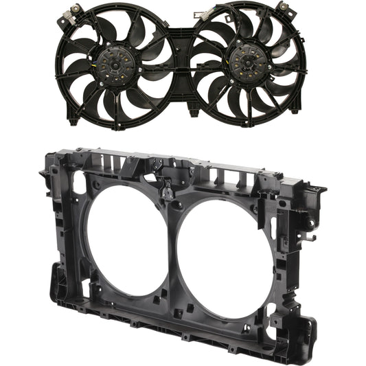 Комплект из 2 сменных вентиляторов радиатора OE, 3,5 л, 6 цилиндров, двойной вентилятор. В комплект входят (1) узел вентилятора охлаждения и (1) опора радиатора.