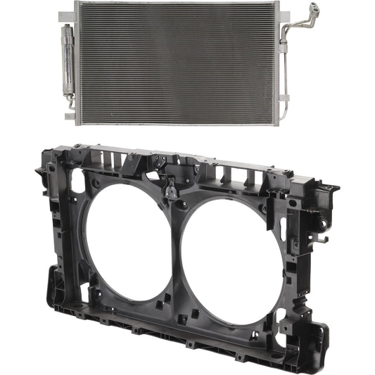 2-Piece Kit A/C Condenser, 3.5L, 6Cyl Includes (1) A/C Condenser and (1) Radiator Support