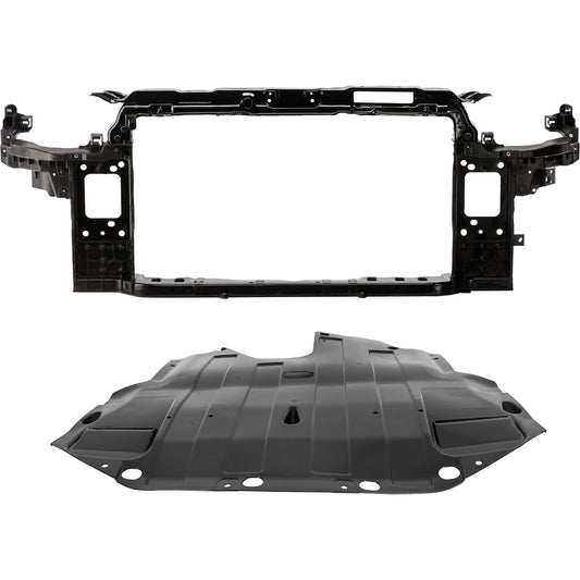 2-Piece Kit Radiator Support Assembly Includes (1) Engine Splash Shield and (1) Radiator Support