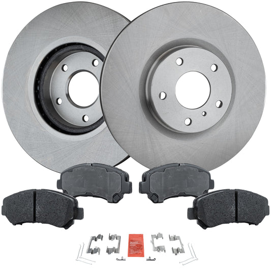 2-Wheel Set Front Brake Disc and Pad Kit, Plain Surface 5 Lugs 320.04 mm Ceramic Pro-Line Series, Includes (2) Brake Disc and (1) Brake Pad Set