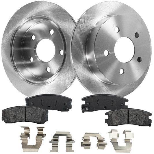 2-Wheel Set Rear Brake Disc and Pad Kit, Plain Surface 5 Lugs 277.88 mm Ceramic Pro-Line Series, Includes (2) Brake Disc and (1) Brake Pad Set