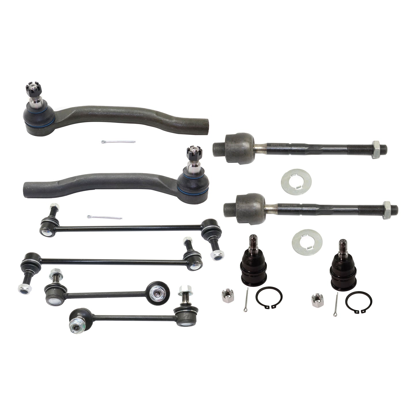 10-Piece Kit Driver and Passenger Side Suspension Kit, Includes (2) Ball Joint, (4) Tie Rod End and (4) Sway Bar Link