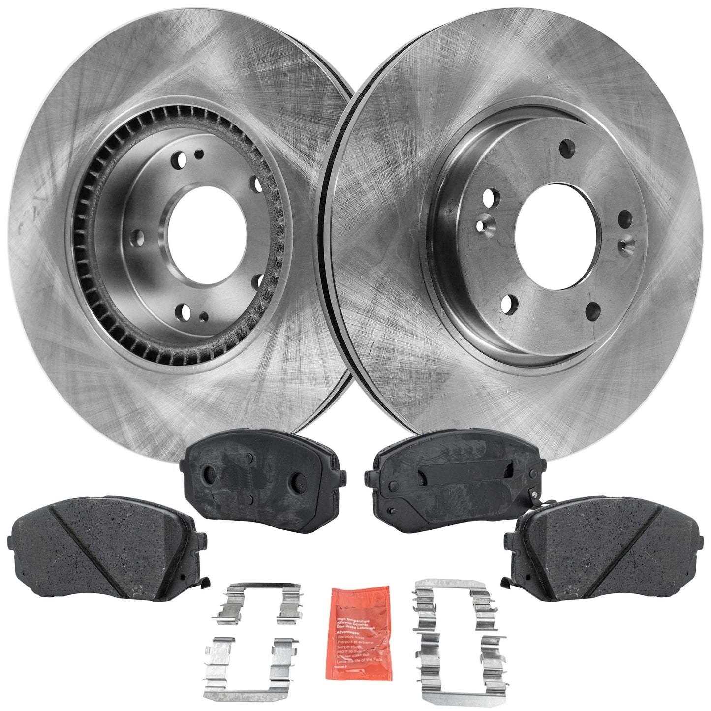 2-Wheel Set Front Brake Disc and Pad Kit, Plain Surface 5 Lugs 329.95 mm Ceramic Pro-Line Series, Includes (2) Brake Disc and (1) Brake Pad Set
