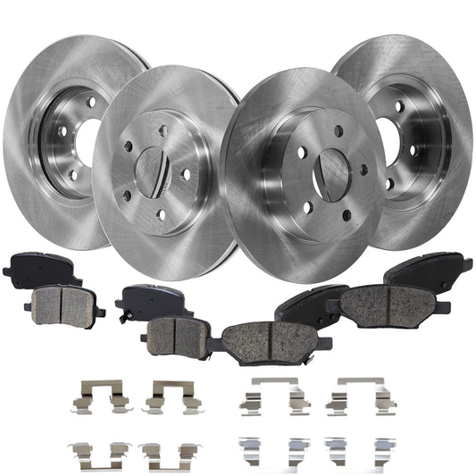 4-Wheel Set Front and Rear Brake Disc and Pad Kit, Plain Surface 5 Lugs Front-276 mm/Rear-270 mm Ceramic, Includes (4) Brake Disc and (2) Brake Pad Set
