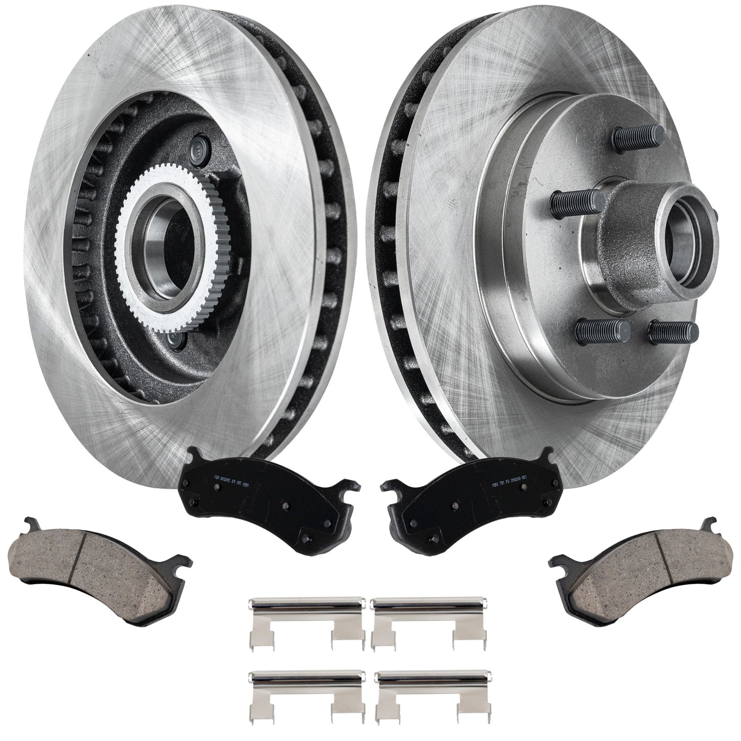 2-Wheel Set Front Brake Disc and Pad Kit, Plain Surface 5 Lugs 294.89 mm Ceramic RWD Pro-Line Series, Includes (2) Brake Disc and (1) Brake Pad Set