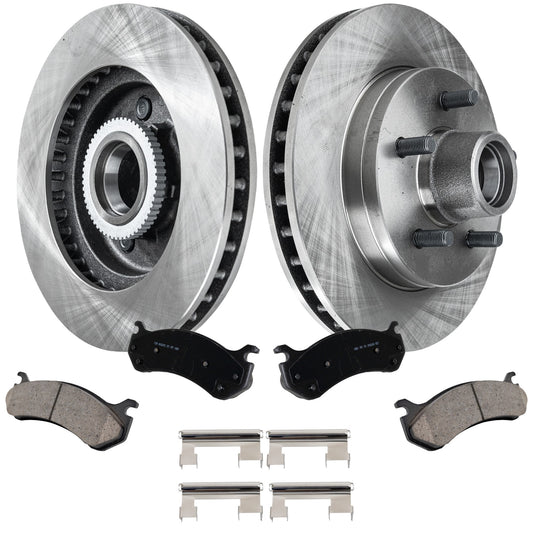 2-Wheel Set Front Brake Disc and Pad Kit, Plain Surface 5 Lugs 294.89 mm Ceramic RWD Pro-Line Series, Includes (2) Brake Disc and (1) Brake Pad Set