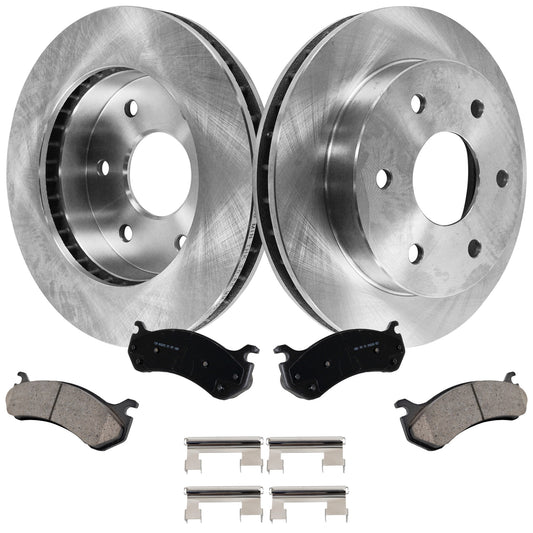2-Wheel Set Front Brake Disc and Pad Kit, Plain Surface 6 Lugs 294.89 mm Ceramic 4WD Pro-Line Series, Includes (2) Brake Disc and (1) Brake Pad Set