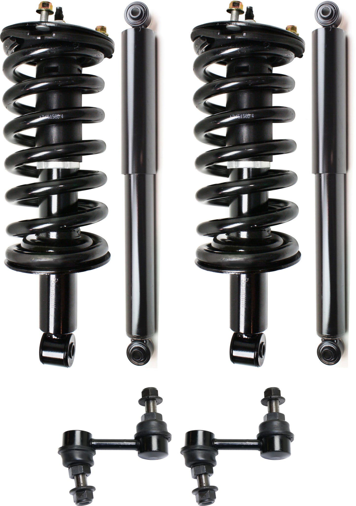 6-Piece Kit Driver and Passenger Side Suspension Kit, Includes (2) Sway Bar Link and (4) Shock Absorber and Strut Assembly