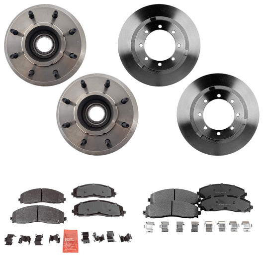 4-Wheel Set Front and Rear Brake Disc and Pad Kit, Plain Surface Front and Rear-363 mm Semi-metallic RWD Pro-Line Series, Includes (4) Brake Disc and (2) Brake Pad Set