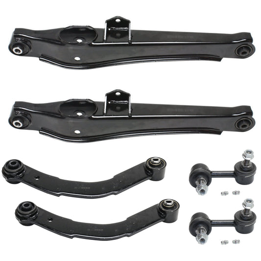6-Piece Kit Rear, Driver and Passenger Side, Upper and Lower Control Arms, Includes (4) Control Arm and (4) Sway Bar Link