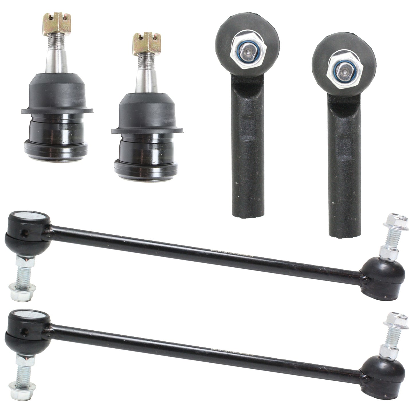 6-Piece Kit Front Sway Bar Link, Includes (2) Ball Joint, (2) Sway Bar Link, and (2) Tie Rod End
