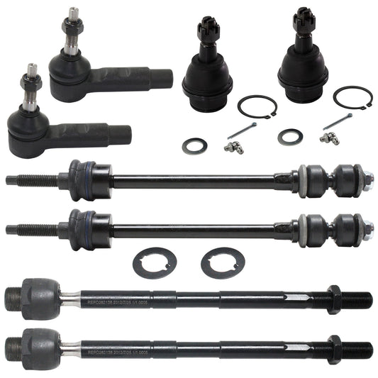 8-Piece Kit Front, Driver and Passenger Side, Inner and Outer Tie Rod End, 4WD Includes (2) Ball Joint, (2) Sway Bar Link and (4) Tie Rod End