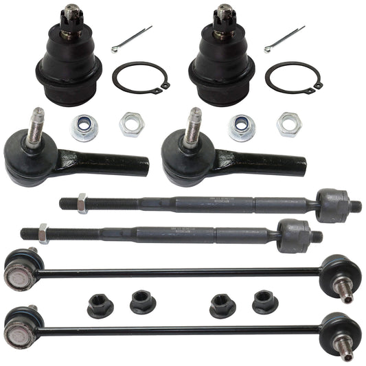 8-Piece Kit Front, Driver and Passenger Side, Inner and Outer Tie Rod End, Includes (4) Tie Rod End, (2) Sway Bar Link and (2) Ball Joint