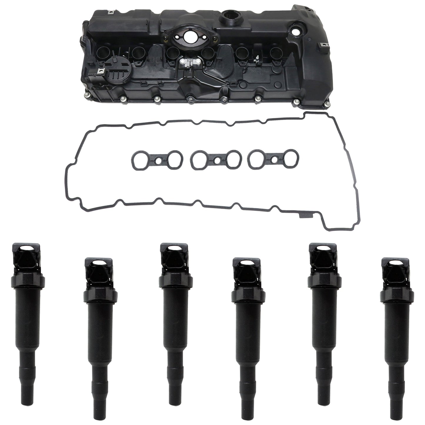 7-Piece Kit Valve Cover, 6 Cyl., 2.5/3.0L Engines, includes (6) Ignition Coil and (1) Valve Cover
