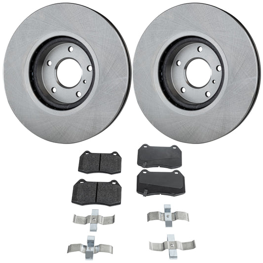 2-Wheel Set Front Brake Disc and Pad Kit, Plain Surface 5 Lugs 320.04 mm Organic Pro-Line Series, Includes (2) Brake Disc and (1) Brake Pad Set