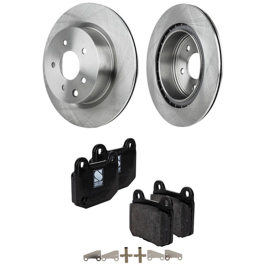 2-Wheel Set Rear Brake Disc and Pad Kit, Plain Surface 5 Lugs 307.59 mm Organic Pro-Line Series, Includes (2) Brake Disc and (1) Brake Pad Set