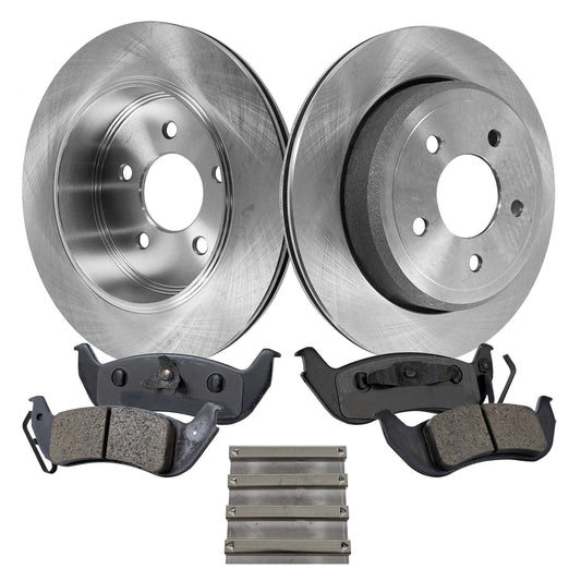 2-Wheel Set Rear Brake Disc and Pad Kit, Plain Surface 5 Lugs 294.89 mm, Includes (1) Brake Pad Set and (2) Brake Disc